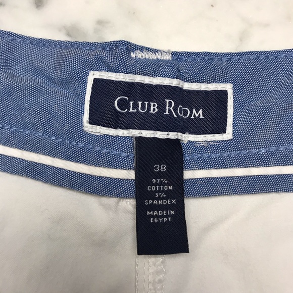 Club Room White Khaki Chino Flat Front Shorts 38 - Picture 2 of 9